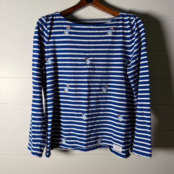 Talbots Royal Blue & White Stripe Shirt with Frenchies Size Large - Picture 3 of 7